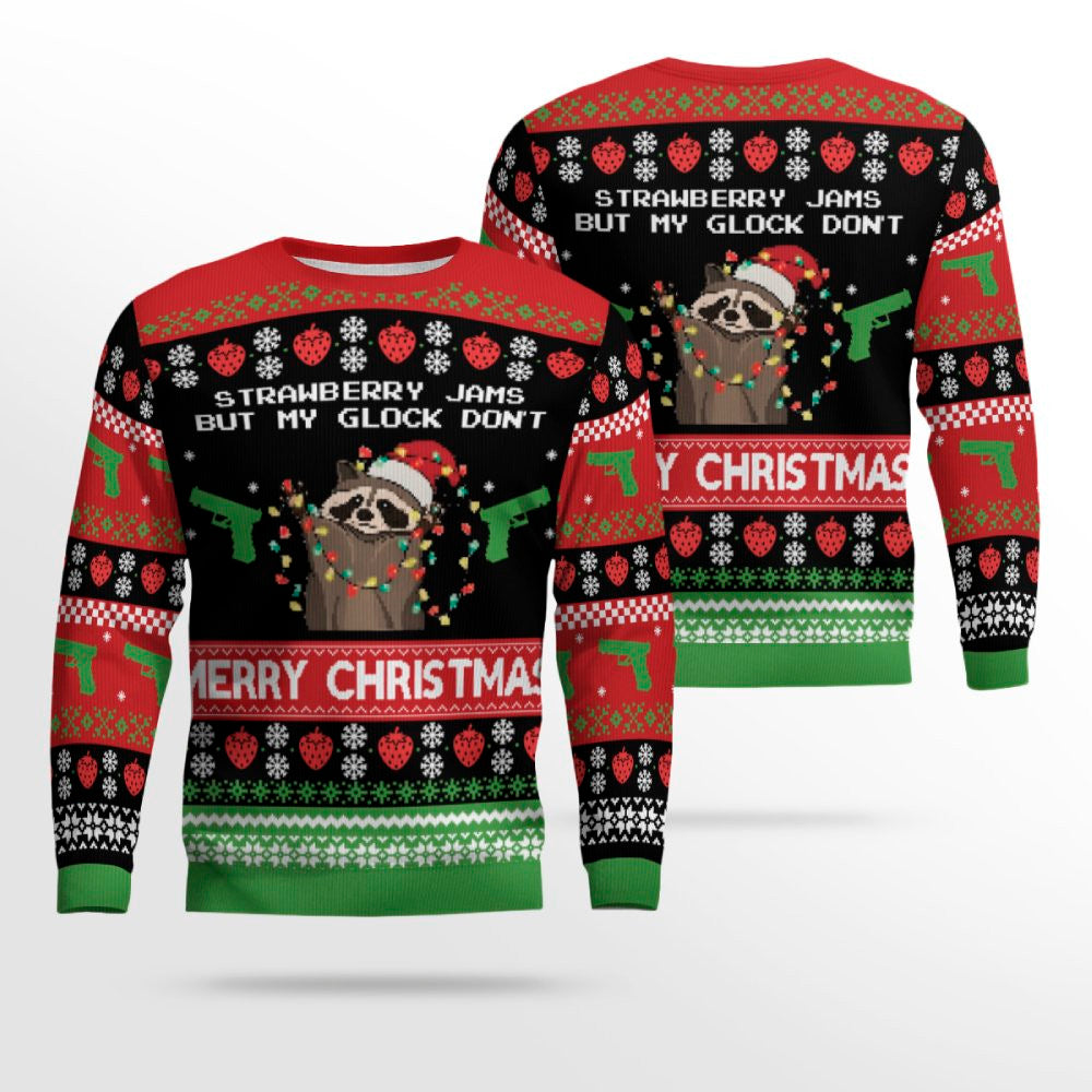 Strawberry Jams But My Glock Don't Merry Ugly Christmas Sweater – Moonbestprint