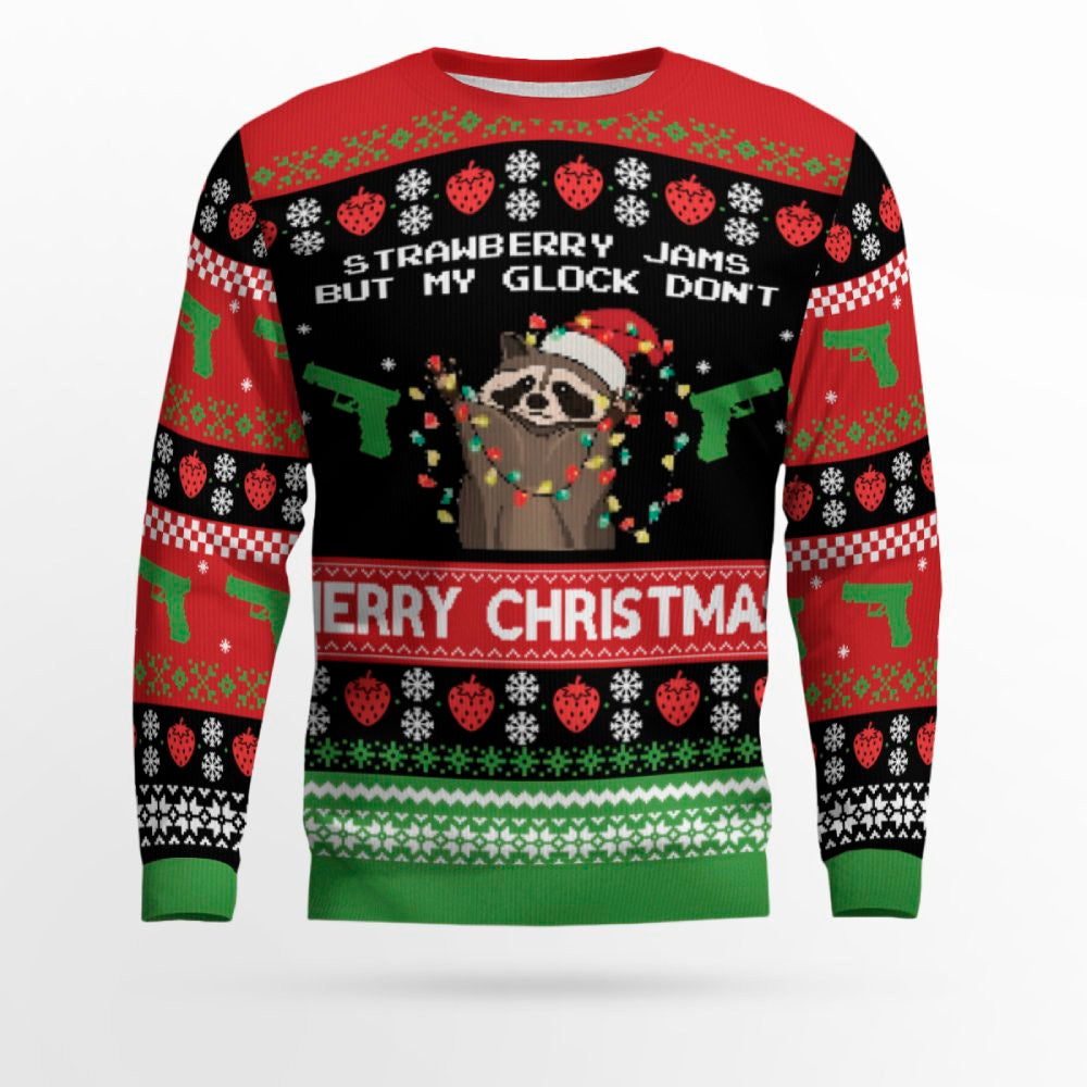 Strawberry Jams But My Glock Don't Merry Ugly Christmas Sweater – Moonbestprint
