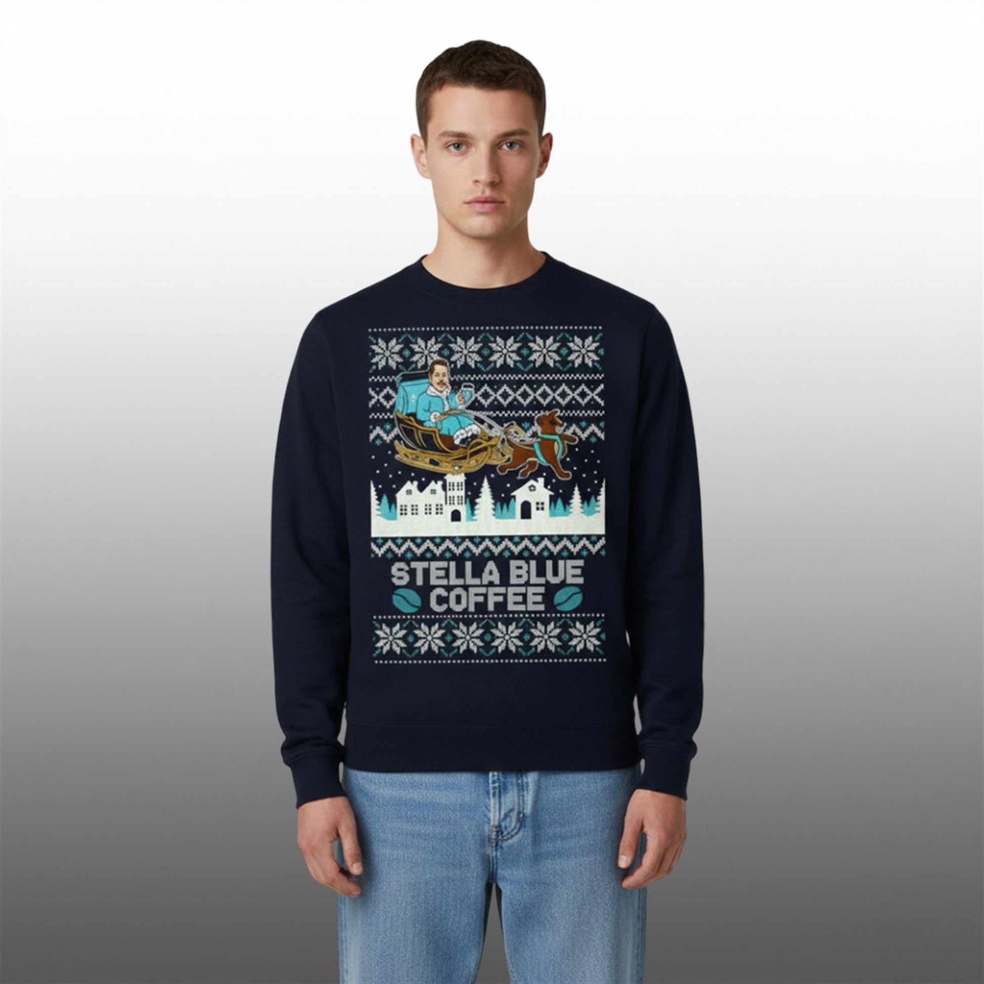 Stuart Feiner Stella Blue Coffee Christmas Ugly Sweater - Moonbestprint