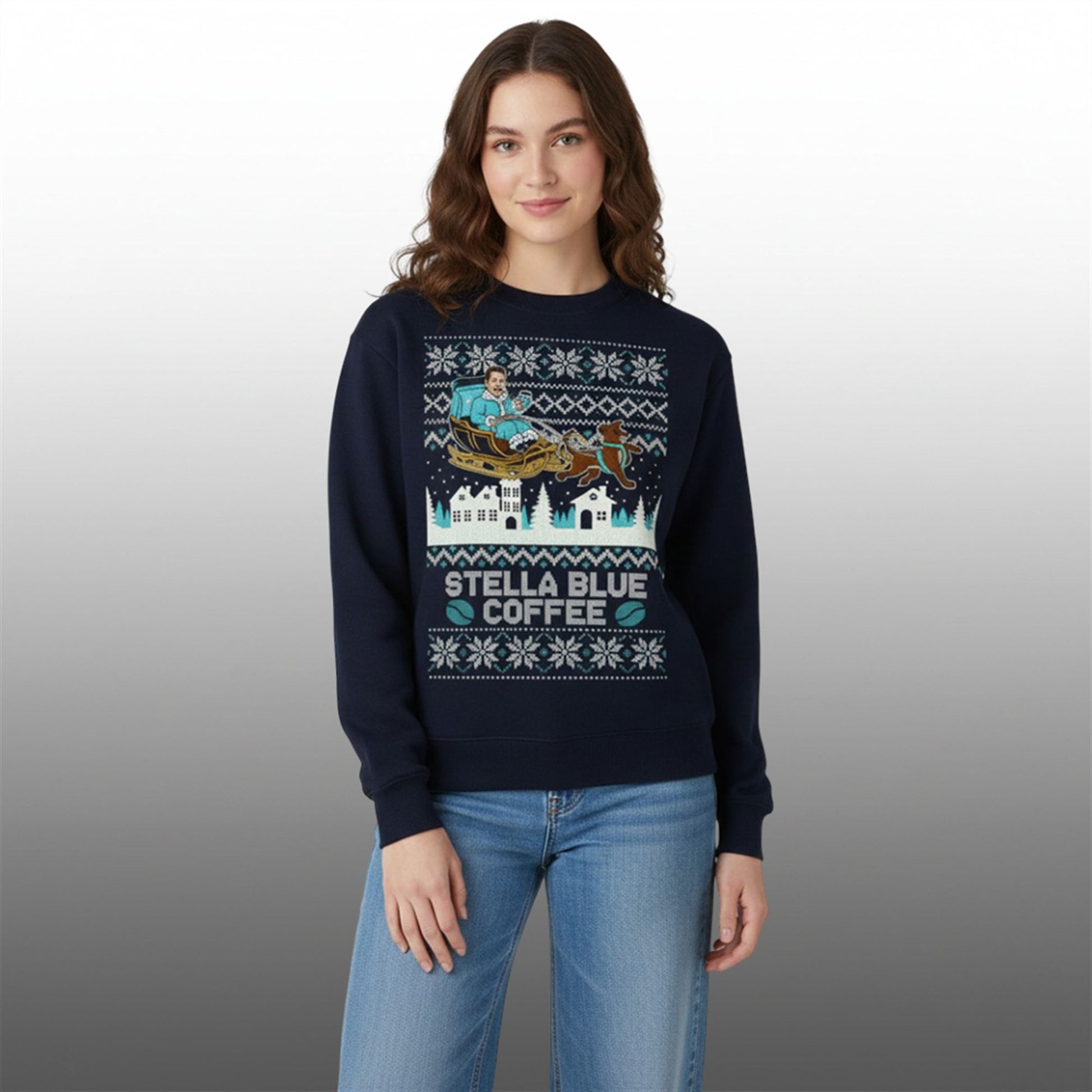 Stuart Feiner Stella Blue Coffee Christmas Ugly Sweater - Moonbestprint