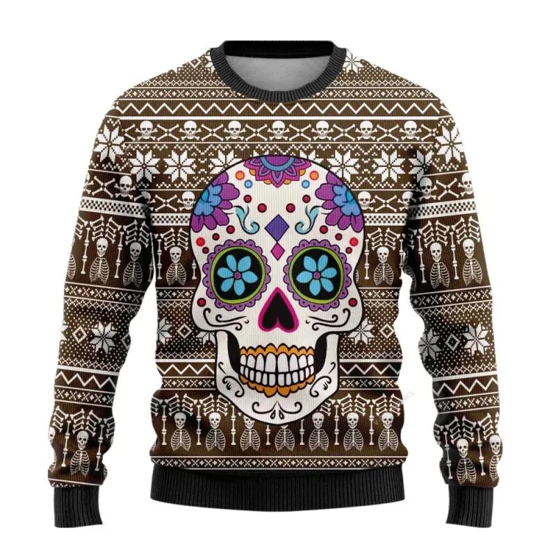 Sugar Skull Christmas Ugly Sweaters For Men Women, Skull Xmas Sweater Moonbestprint