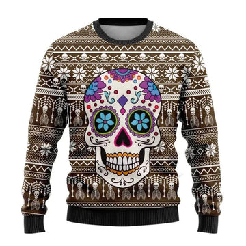 Sugar Skull Christmas Ugly Sweaters For Men Women, Skull Xmas Sweater Moonbestprint