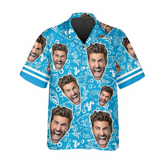 Summer Beach Pattern Personalized Hawaiian Shirt, Custom Hawaiian Shirts With Face Moonbestprint