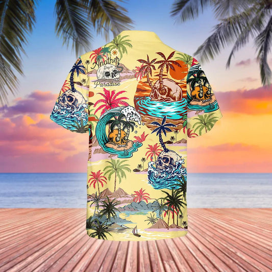 Summer Paradise Skull Hawaiian Shirt, Hawaiian Button Up Shirt, Tropical Shirts For Men Moonbestprint