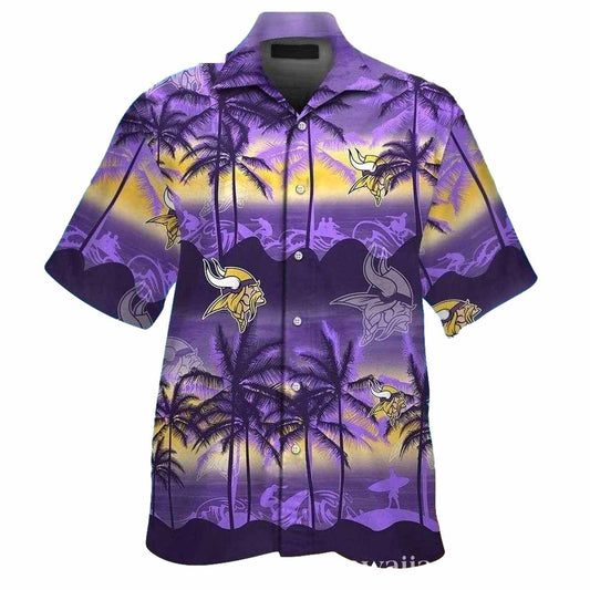Sundown Silhouette Minnesota Vikings Hawaiian Shirt - Moonbestprint