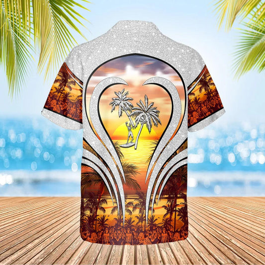 Sunset Beach Coconut Tree Skull Hawaiian Shirt, Hawaiian Button Up Shirt, Tropical Shirts For Men Moonbestprint