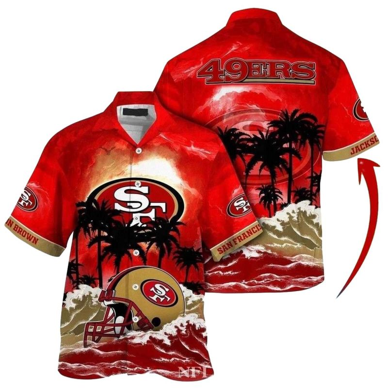 Sunset Palms 49ers Retreat San Francisco 49ers Hawaiian Shirt - Moonbestprint