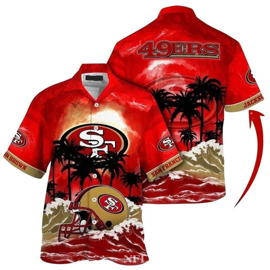 Sunset Palms 49ers Retreat San Francisco 49ers Hawaiian Shirt - Moonbestprint