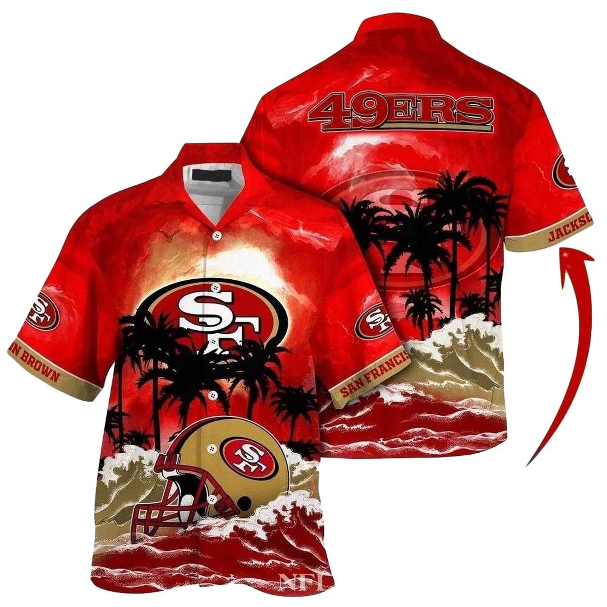 Sunset Palms 49ers Retreat San Francisco 49ers Hawaiian Shirt - Moonbestprint
