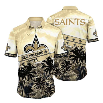 Sunset Palms And New Orleans Saints Badge Hawaiian Shirt - Moonbestprint