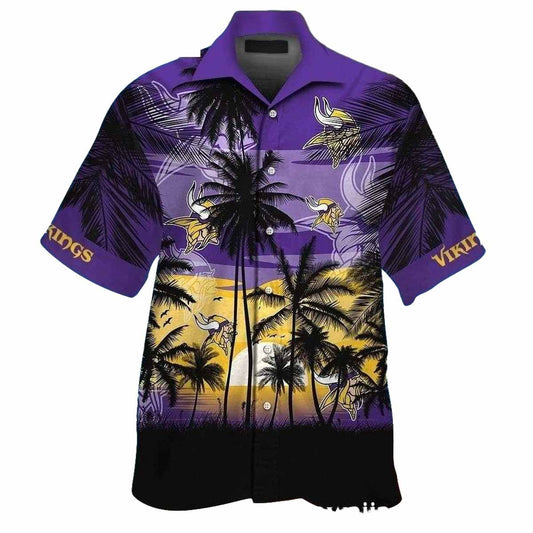 Sunset Serenade Minnesota Vikings Beachfront Hawaiian Shirt - Moonbestprint