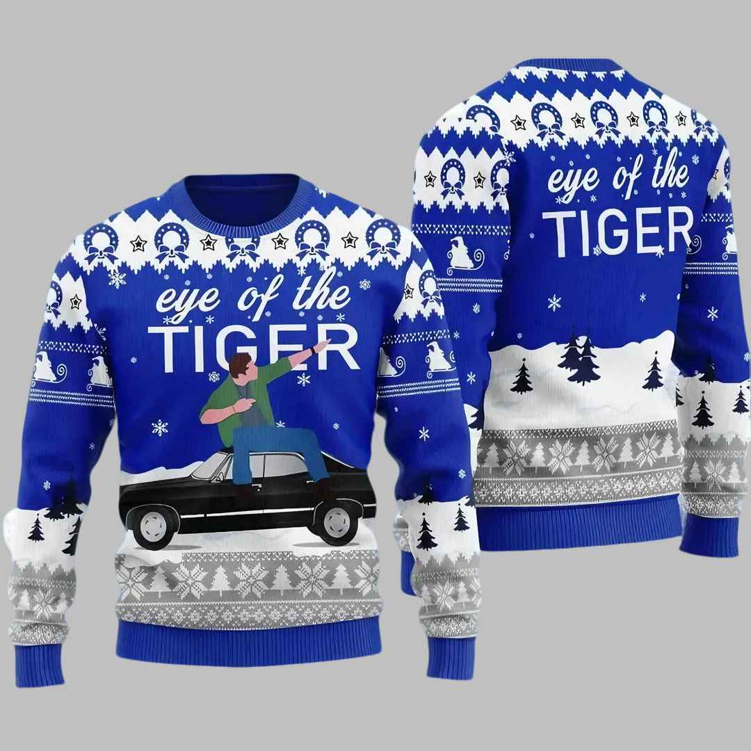 Supernatural Dean Singing Eye Of The Tiger Ugly Christmas Sweater – Moonbestprint