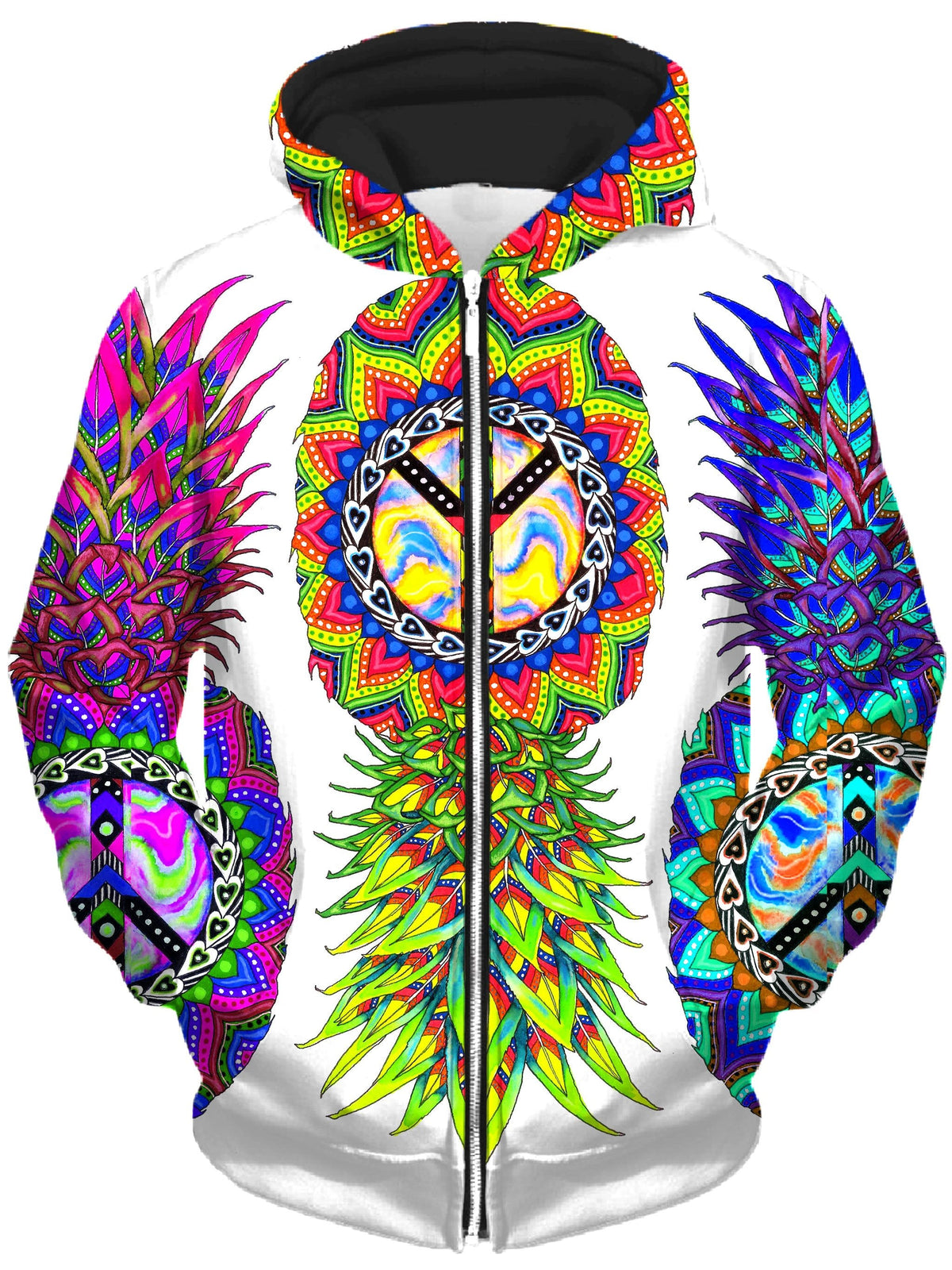 Ananas Trio Unisex Zip-Up Hoodie -Moonbestprint