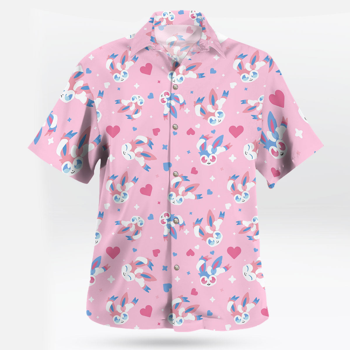 Sylveon Pattern Hawaiian Shirt Sweet Pink Tropical Vibes – Moonbestprint