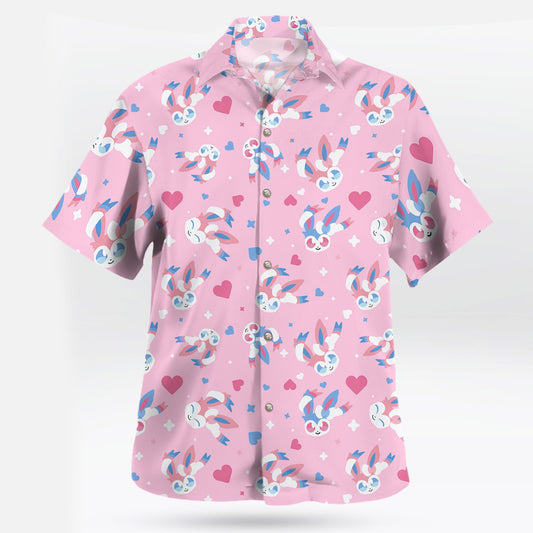 Sylveon Pattern Hawaiian Shirt Sweet Pink Tropical Vibes – Moonbestprint