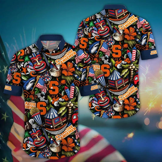 Syracuse Orange NCAA Flower Aloha Hawaiian Shirt 15, NCAA Hawaiian Shirt Moonbestprint
