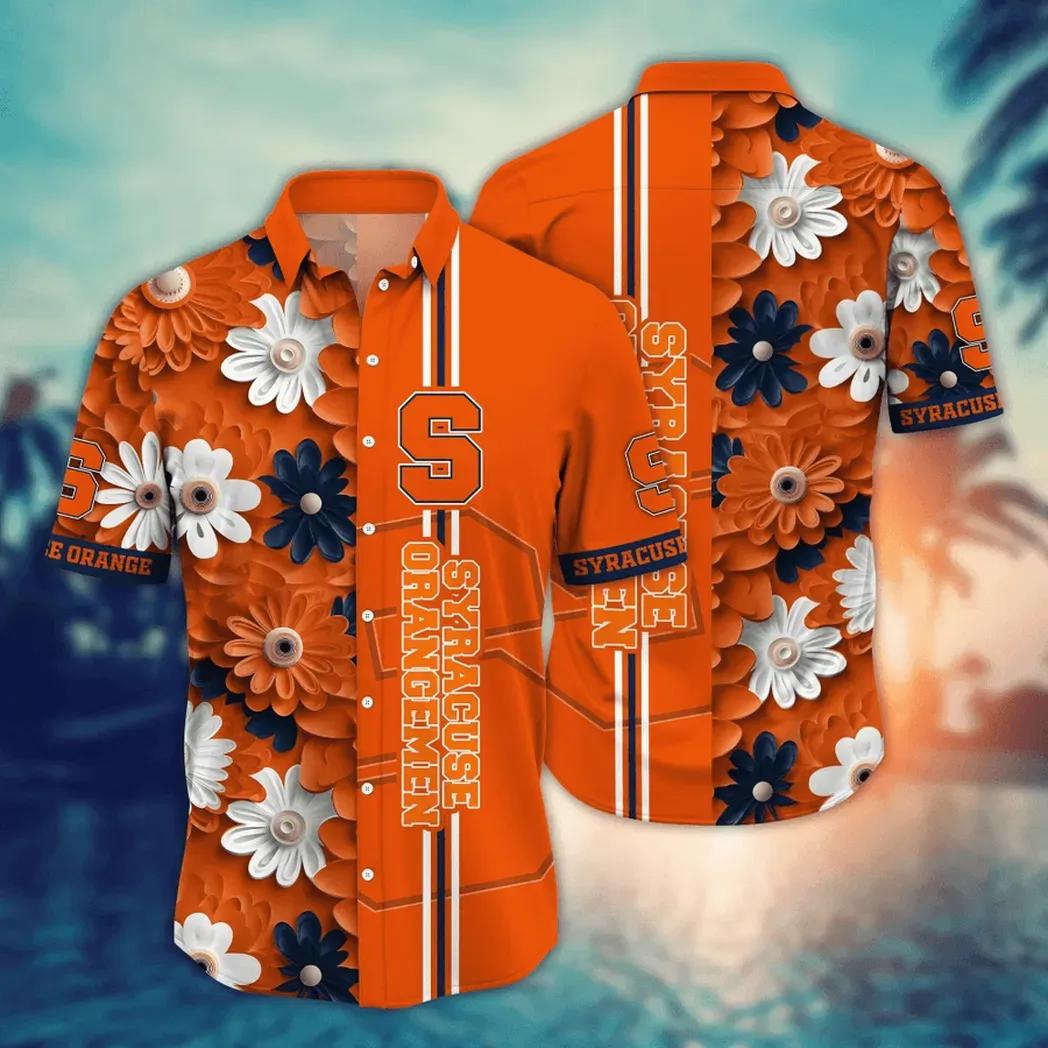 Syracuse Orange Style Hot Trending Summer NCAA Flower Aloha Hawaiian Shirt, NCAA Hawaiian Shirt Moonbestprint