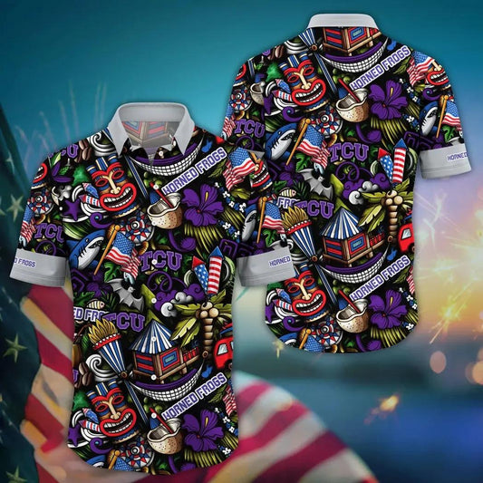 TCU Horned Frogs NCAA Flower Aloha Hawaiian Shirt 13, NCAA Hawaiian Shirt Moonbestprint