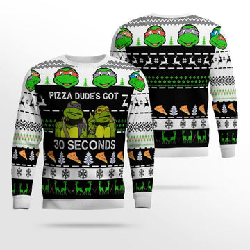TMNT Ugly Sweater Pizza Dude's Got 30 Seconds Ugly Sweater – Moonbestprint