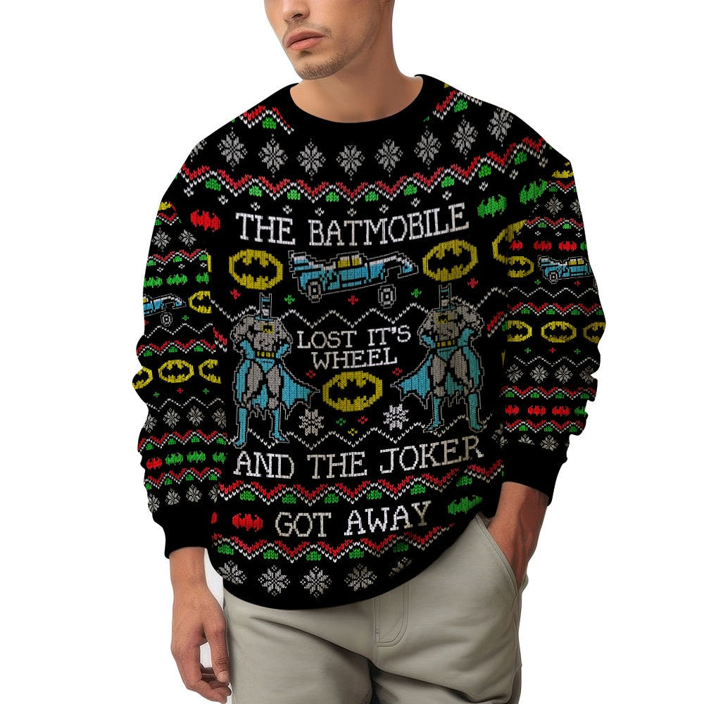 Batmobile Lost Its Wheel Joker Got Away Batman Ugly Sweater – Moonbestprint