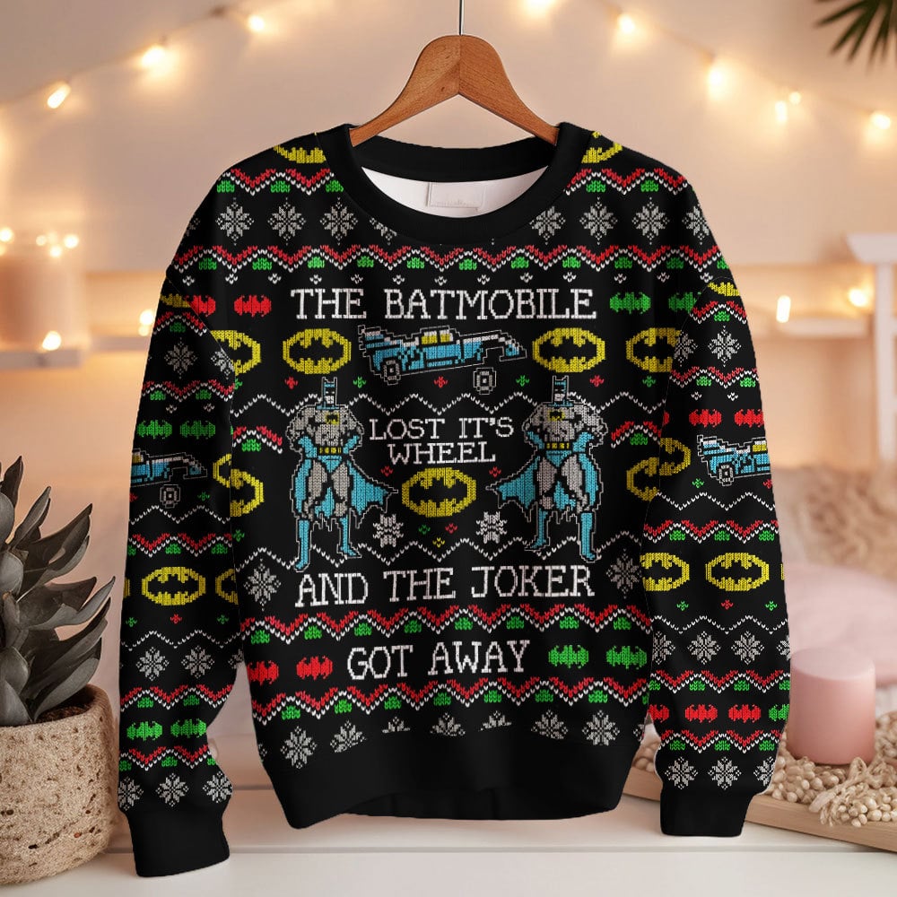 Batmobile Lost Its Wheel Joker Got Away Batman Ugly Sweater – Moonbestprint