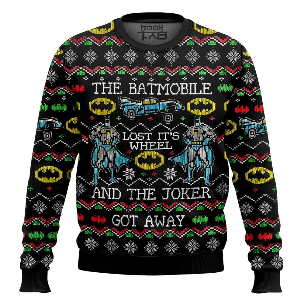 Batmobile Lost Its Wheel Joker Got Away Batman Ugly Sweater – Moonbestprint