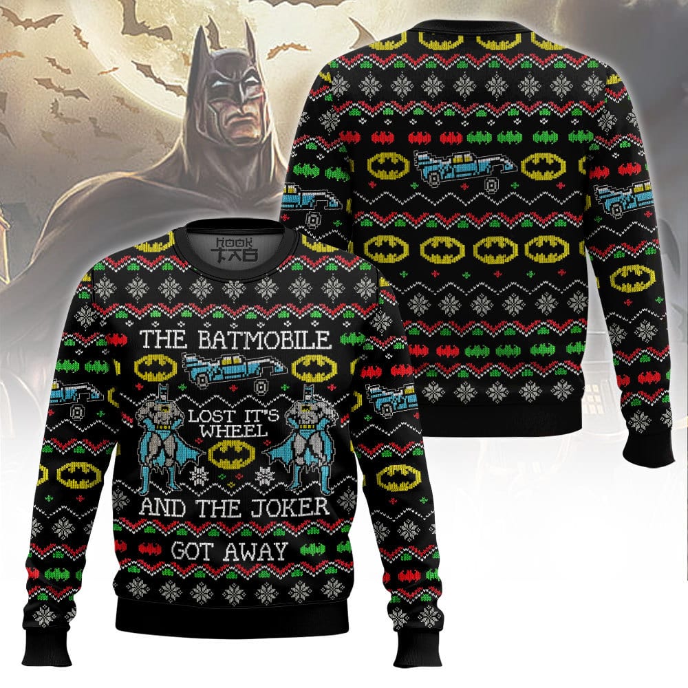 Batmobile Lost Its Wheel Joker Got Away Batman Ugly Sweater – Moonbestprint