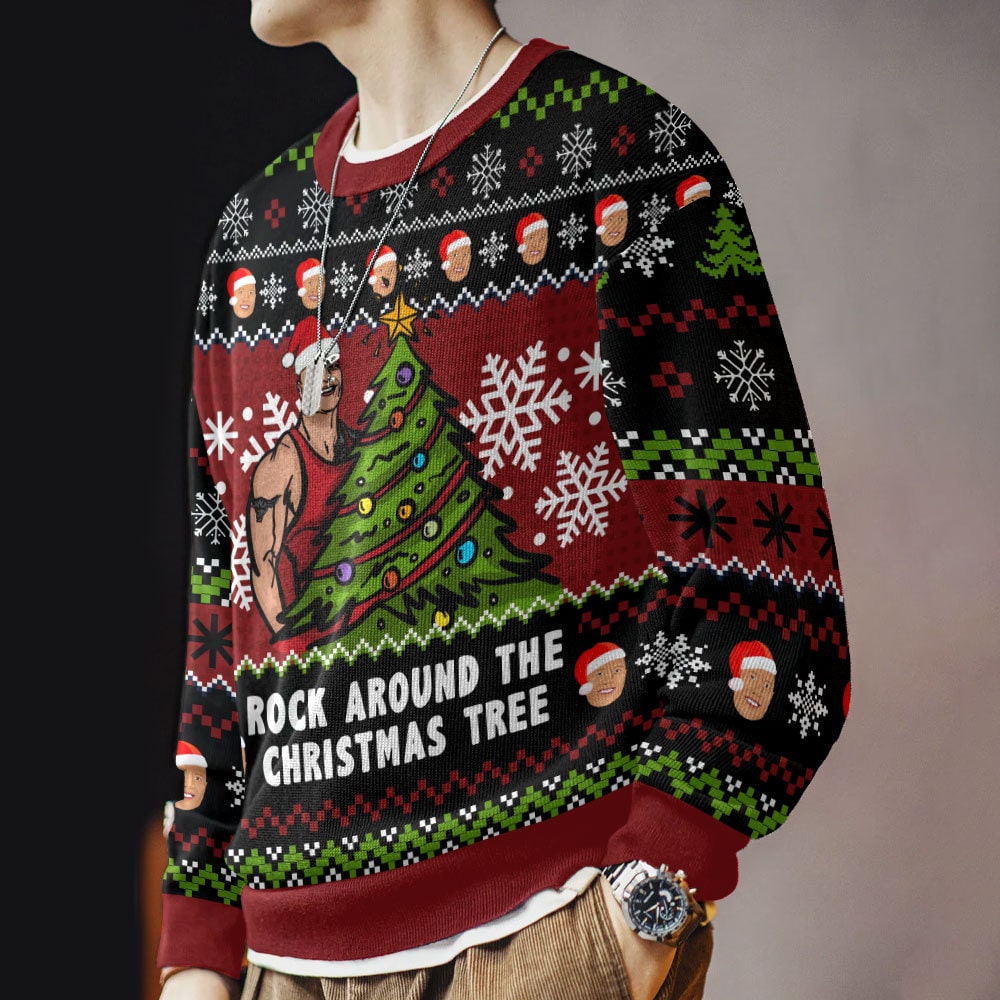 Rock Around The Christmas Tree The Rock Ugly Sweater – Moonbestprint