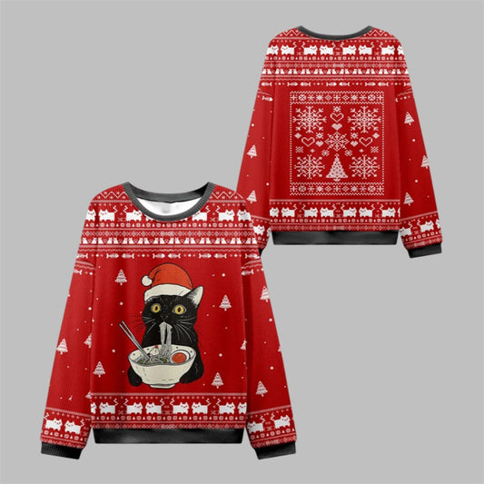 Taking a Cat to Eat Ramen Ugly Sweater 2026 Christmas - Moonbestprint