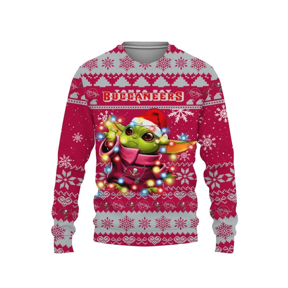 Tampa Bay Buccaneers Baby Yoda Star Wars Ugly Christmas Sweater, NFL Christmas Sweater Moonbestprint
