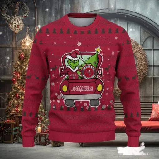 Tampa Bay Buccaneers Christmas Sweater Grinch Driving Funny Ugly Christmas Sweater, NFL Chritsmas Sweater Moonbestprint