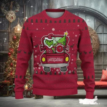 Tampa Bay Buccaneers Christmas Sweater Grinch Driving Funny Ugly Christmas Sweater, NFL Chritsmas Sweater Moonbestprint