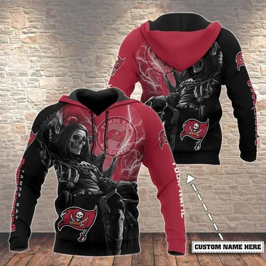 Tampa Bay Buccaneers Death Custom Name 3D Hoodie, NFL Hoodie Moonbestprint