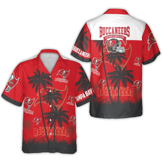 Tampa Bay Buccaneers Established 1976 Helmet And Palm Trees Hawaiian Shirt – Moonbestprint