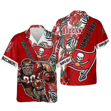 Tampa Bay Buccaneers Floral Summer Hawaiian Shirt Aloha Shirt for Summer, NFL Hawaiian Shirt Moonbestprint