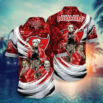 Tampa Bay Buccaneers Halloween Horror Movies Hawaiian Shirt, NFL Hawaiian Shirt Moonbestprint