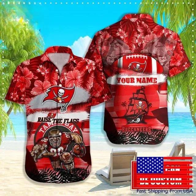 Tampa Bay Buccaneers Mascot Football Aloha Shirt, NFL Hawaiian Shirt Moonbestprint