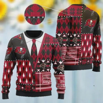 Tampa Bay Buccaneers NFL American Football Team Cardigan Style Ugly Christmas Sweater, NFL Chritsmas Sweater Moonbestprint