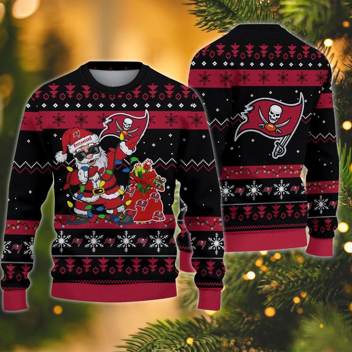 Tampa Bay Buccaneers Santa Dabbing Claus Ugly Christmas Sweater, NFL Christmas Sweater Moonbestprint