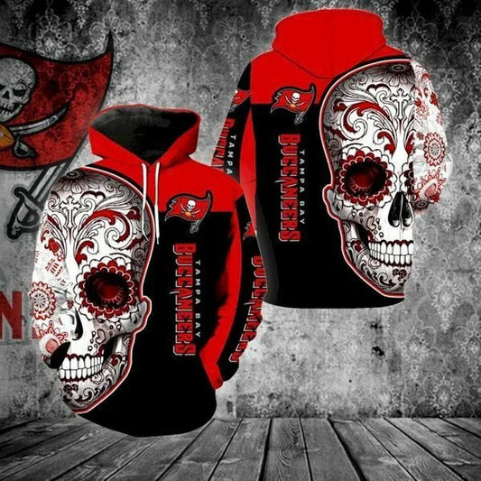 Tampa Bay Buccaneers Skull Floral 3D Hoodie, NFL Hoodie Moonbestprint