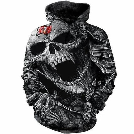 Tampa Bay Buccaneers Skull and Skeleton 3D Hoodie, NFL Hoodie Moonbestprint