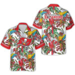 Tampa Bay Buccaneers With Tropical Parrots And Leaves Hawaiian Shirt – Moonbestprint