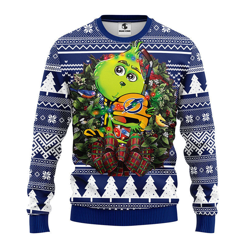 Tampa Bay Lightning Grinch Hug Ugly Christmas Sweater Moonbestprint