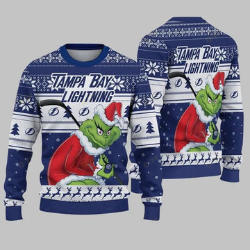 Tampa Bay Lightning Grinch Stolen Ugly Christmas Sweater, NHL Christmas Sweater Moonbestprint