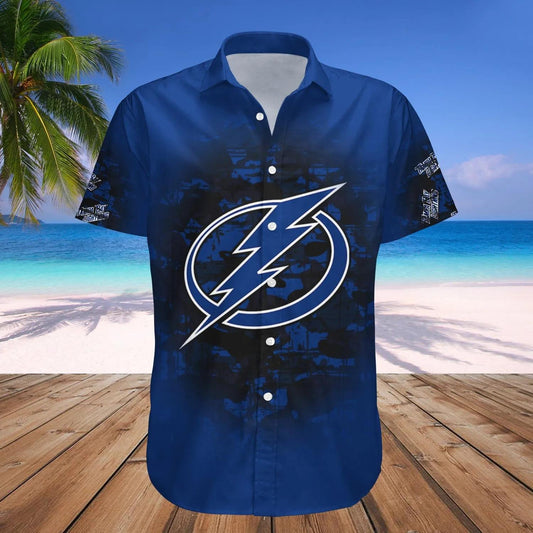Tampa Bay Lightning Hawaiian Shirt Camouflage Vintage - NHL, NHL Hawaiian Shirt Moonbestprint