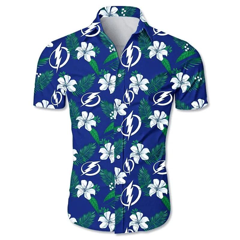 Tampa Bay Lightning Hawaiian shirt Tropical Flower summer, NHL Hawaiian Shirt Moonbestprint