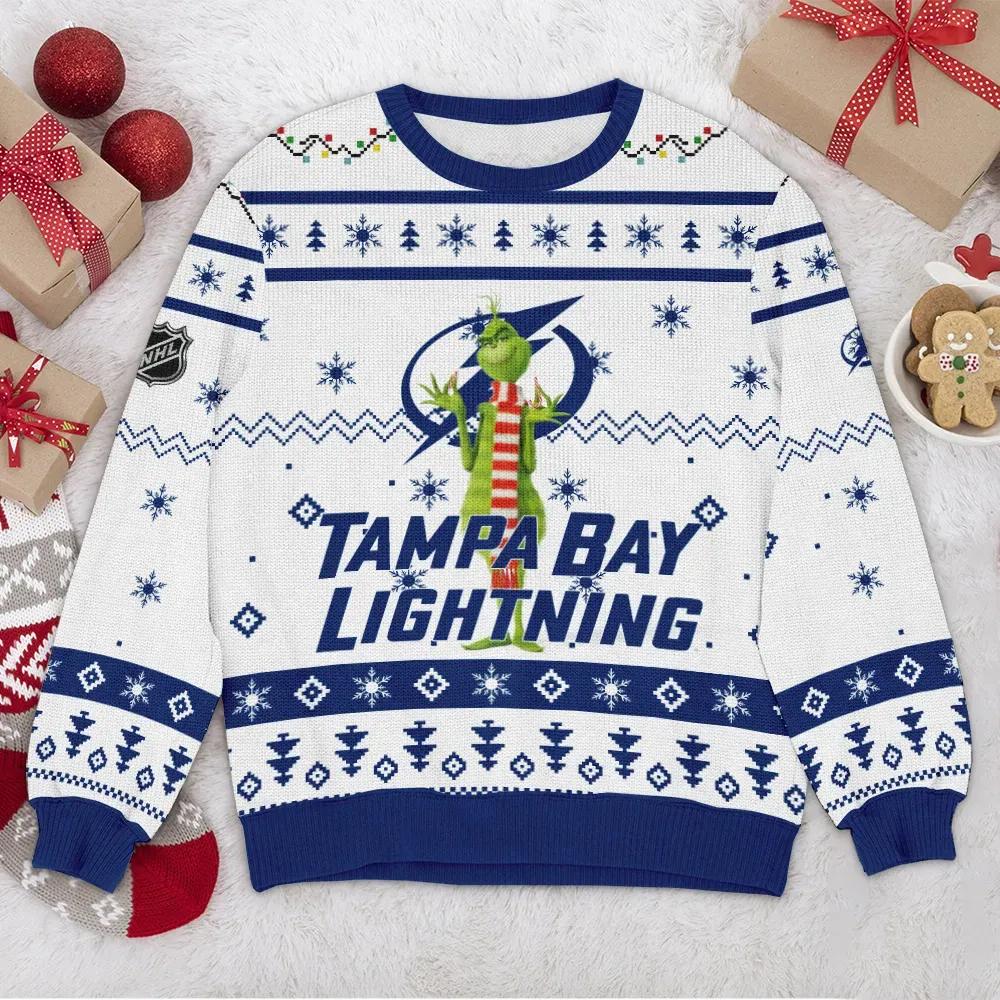 Tampa Bay Lightning NHL Grinch Ugly Christmas Sweater, NHL Christmas Sweater Moonbestprint