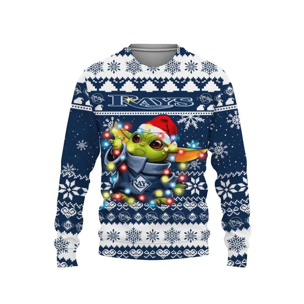 Tampa Bay Rays Baby Yoda Star Wars Ugly Christmas Sweater, MLB Christmas Sweater Moonbestprint