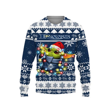 Tampa Bay Rays Baby Yoda Star Wars Ugly Christmas Sweater, MLB Christmas Sweater Moonbestprint