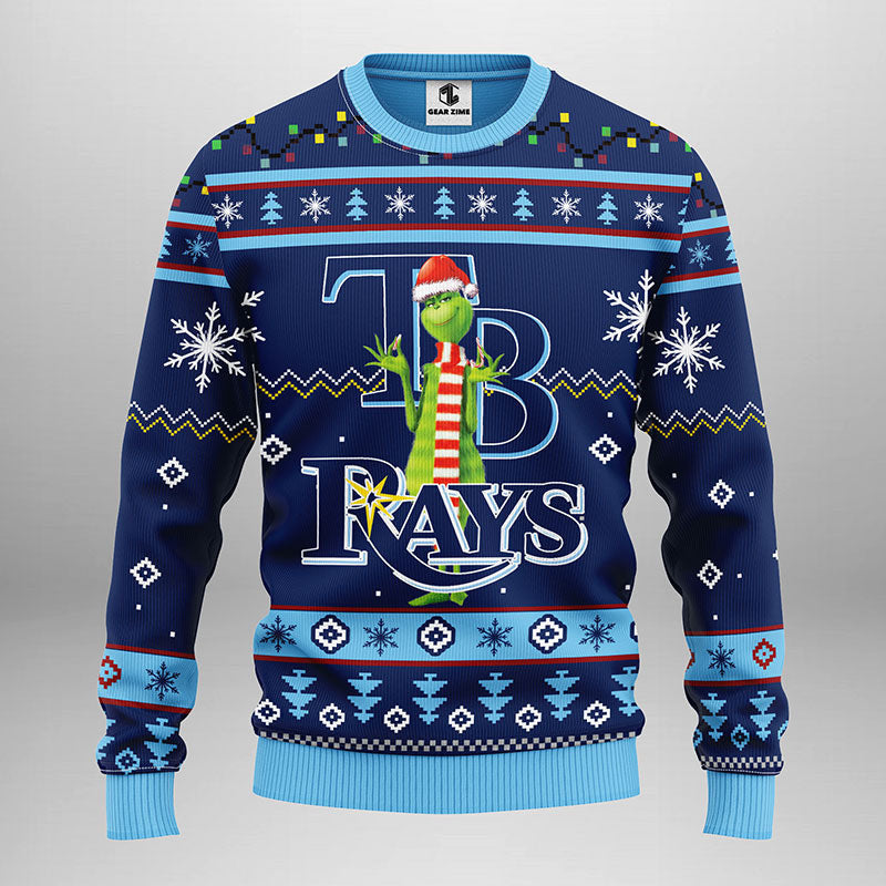 Tampa Bay Rays Funny Grinch Ugly Christmas Sweater Moonbestprint